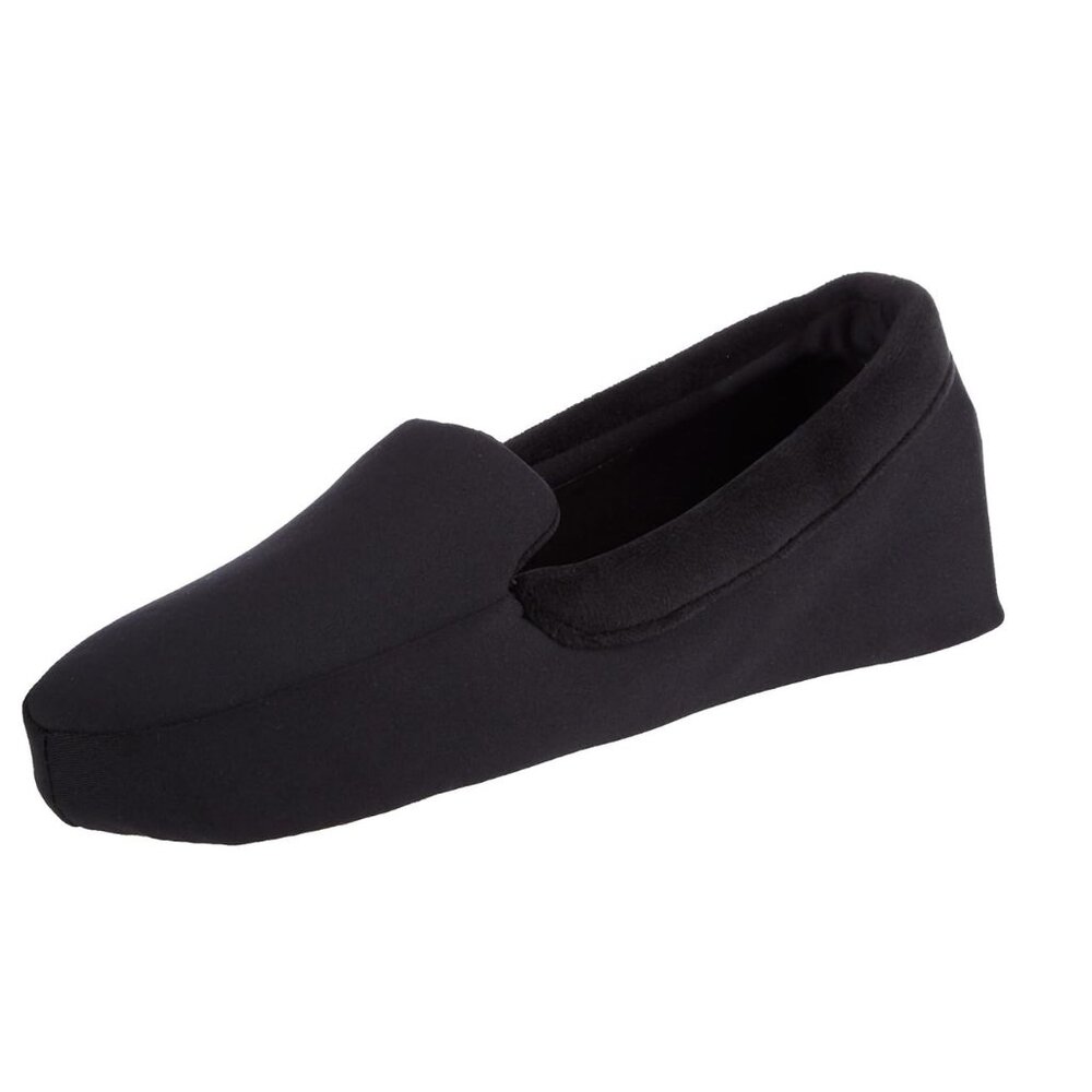 No Box Isotoner Women's Slip On Spandex Velour Moccasin Black L (8-9) $40 1C440